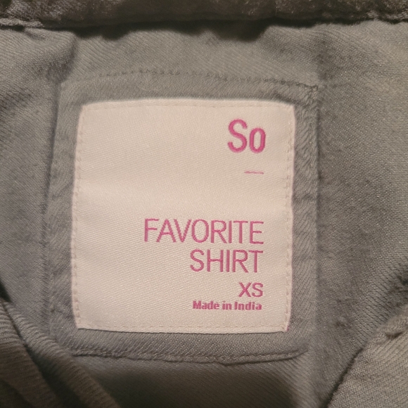 SO Plain Olive Green Button-Up Shirt - Picture 2 of 6